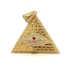 925 Silver 10K 14K 18K Gold Fashion Triangle Shape Pendant with Evil Eye jewelry